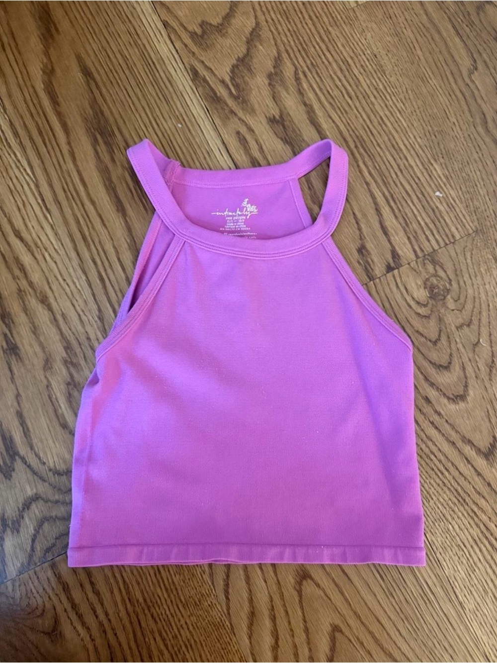 Free People Bright Pink Cropped Tank Top